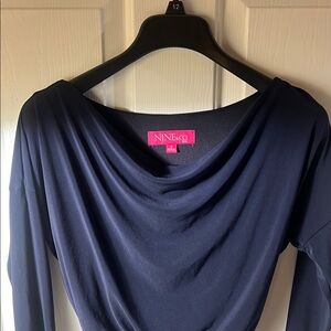 Nine & Co. Draped Blue 3/4 Sleeve Blouse